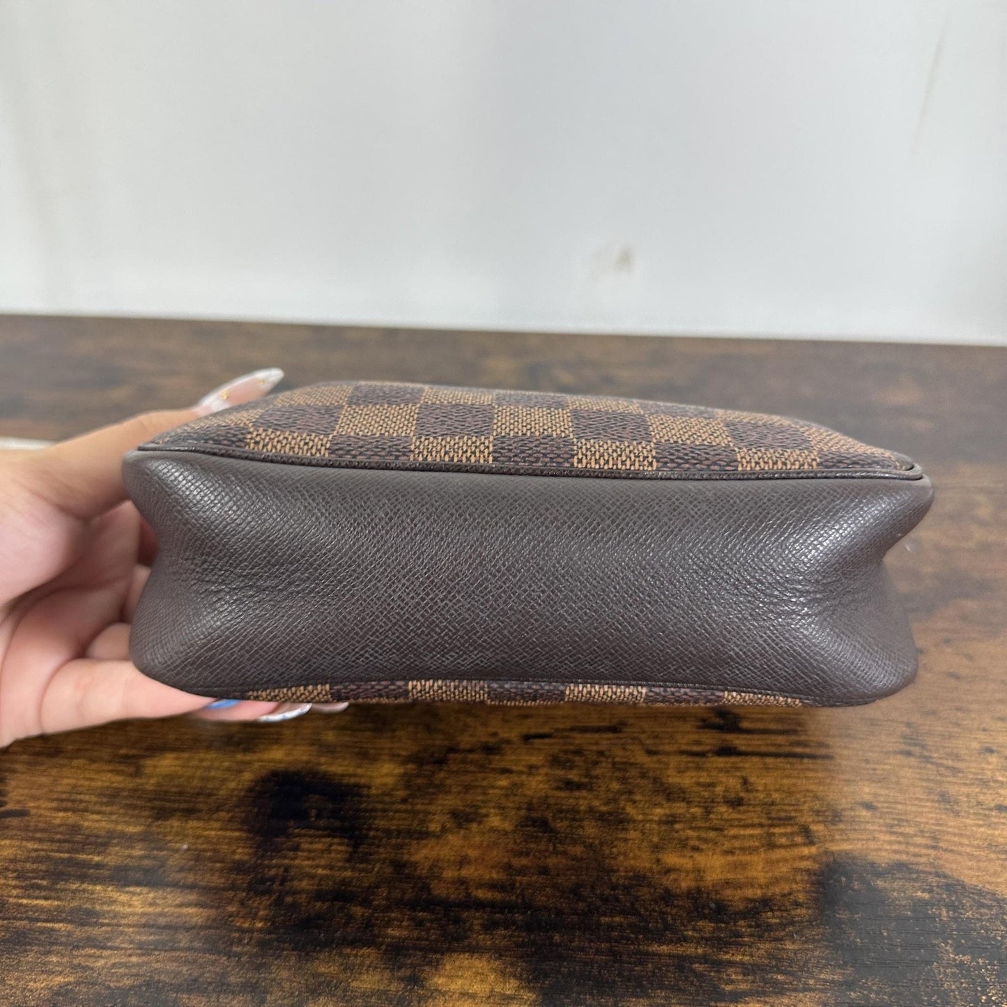 Louis Vuitton Damier Ebene Shoulder Bag Womens Small Brown Canvas Leather France