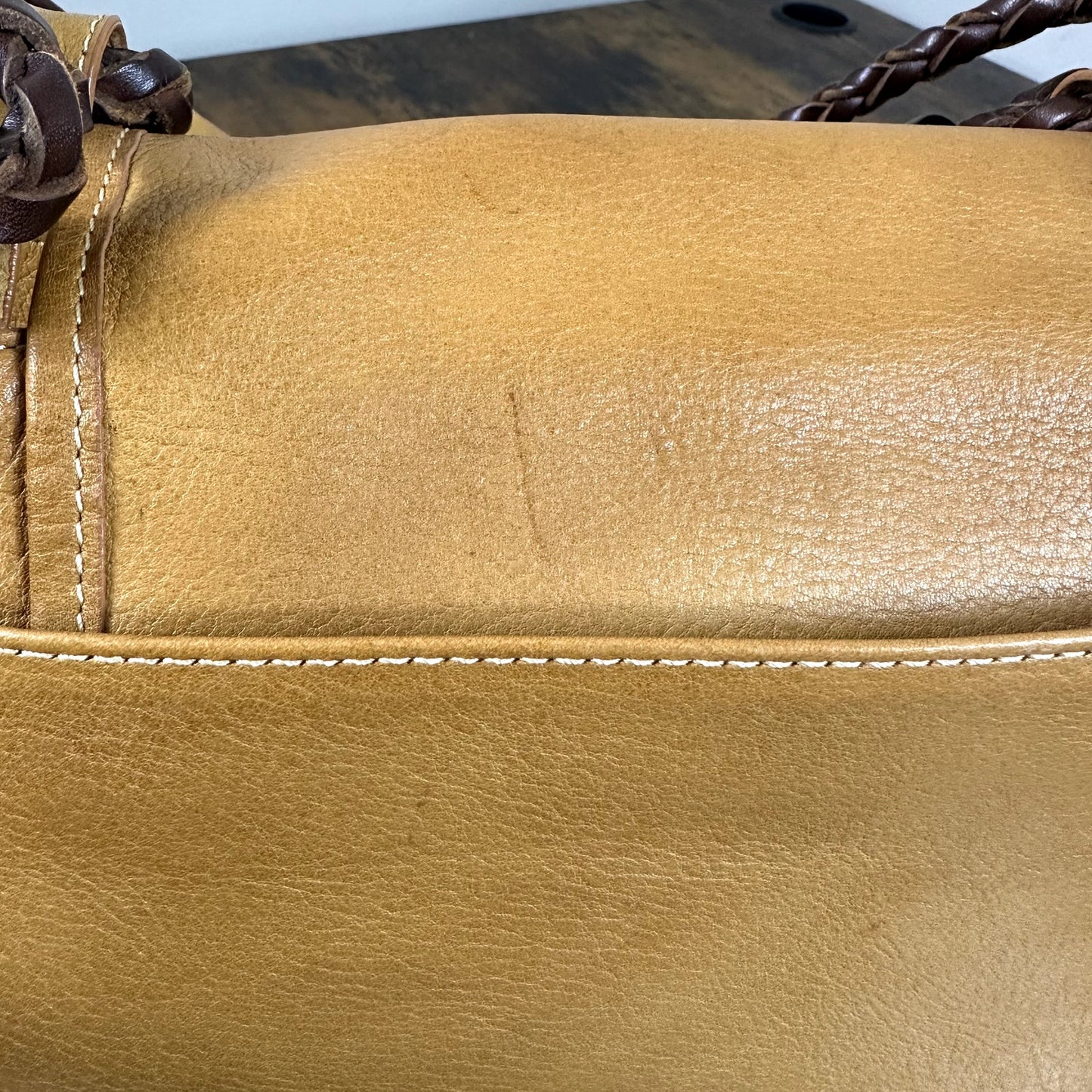 Chloe Ethel Braided Handle Shoulder Bag Purse Camel Tan Leather Vintage