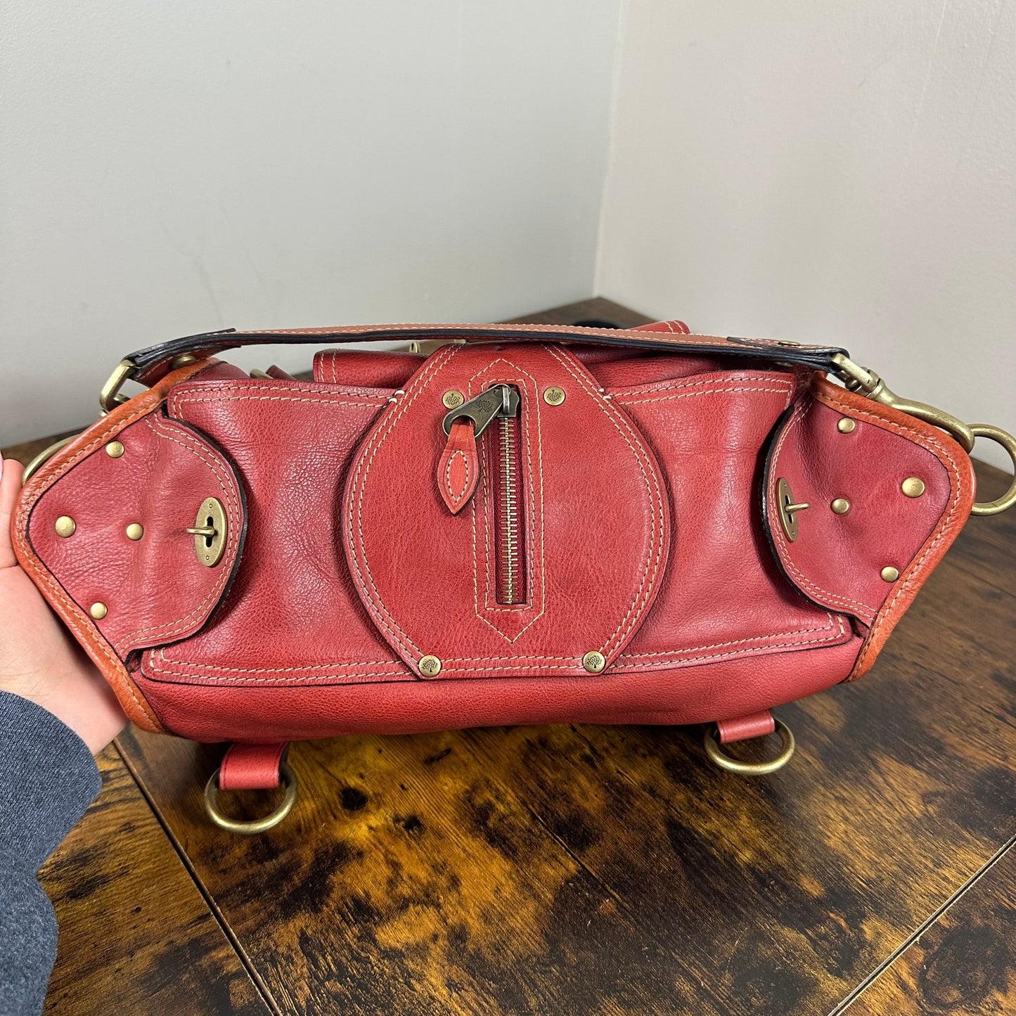Mulberry Alana Satchel - Rare Red Leather & Orange Trim