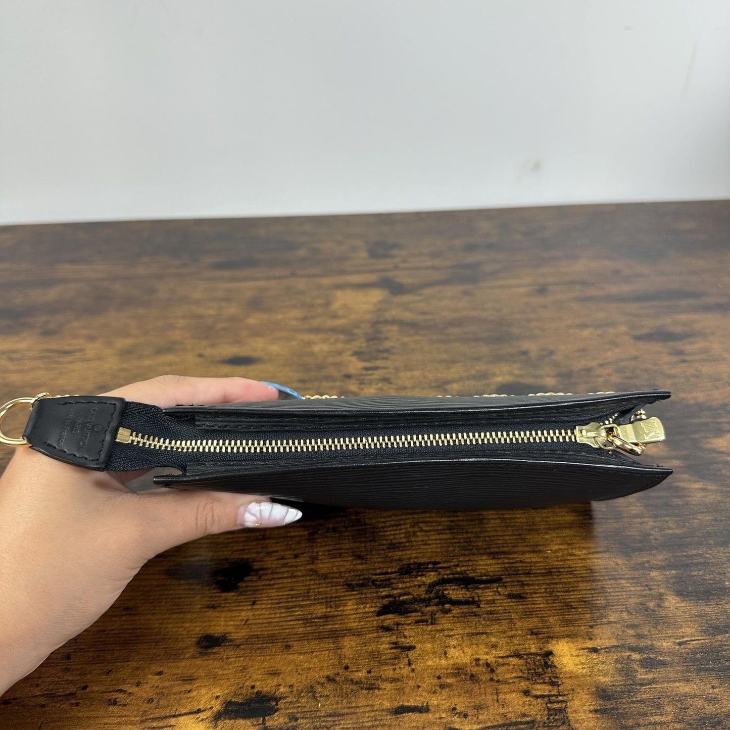Louis Vuitton Epi Accessories Pochette Bag Vintage Mini Black Leather Wristlet
