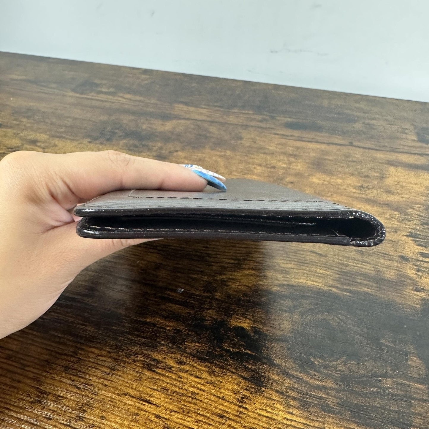 Louis Vuitton Wallet Mens One Size Brown Leather Slim Fold Card Holder France