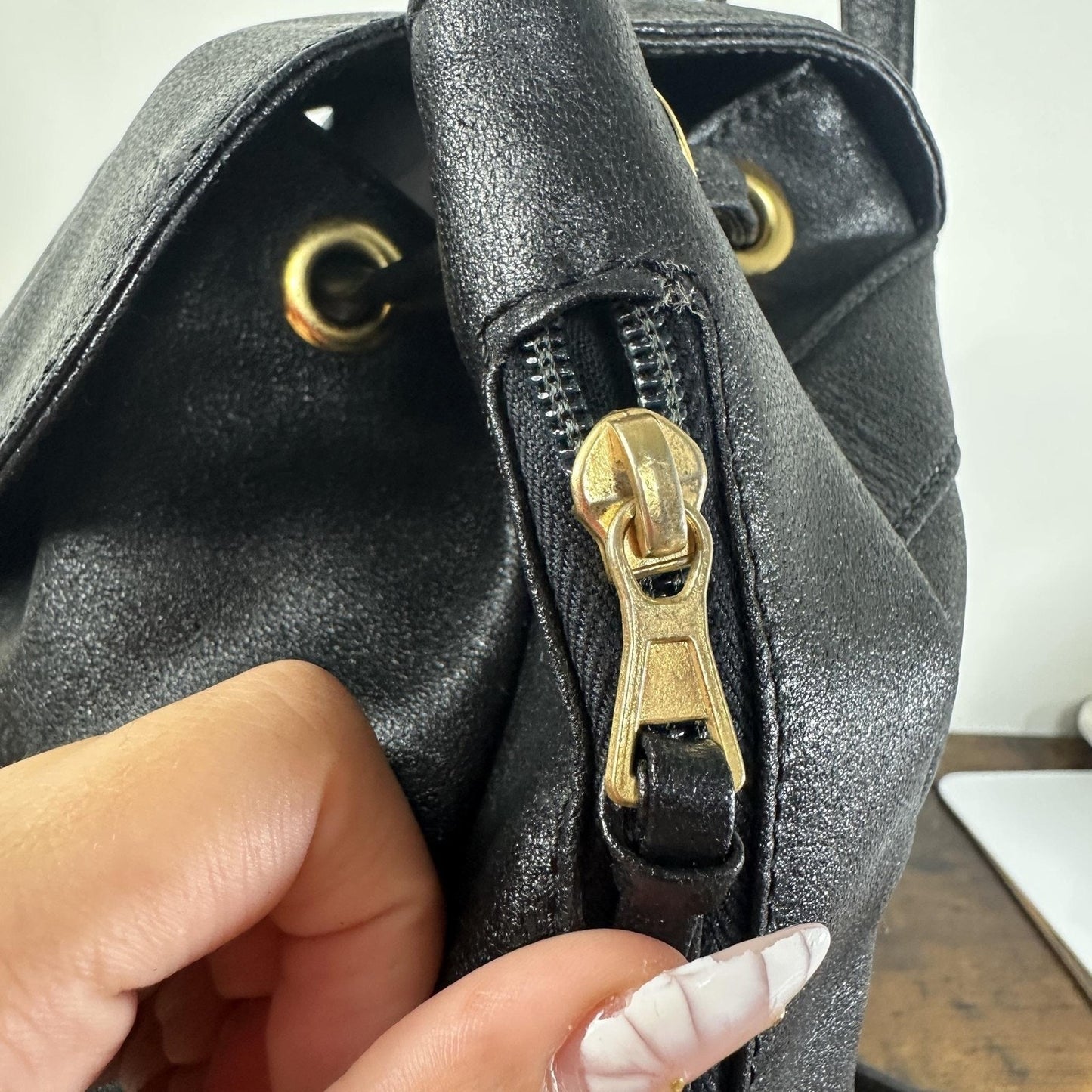 Gianni Versace Vintage Backpack Bag Medium Black Leather Medusa Men Women