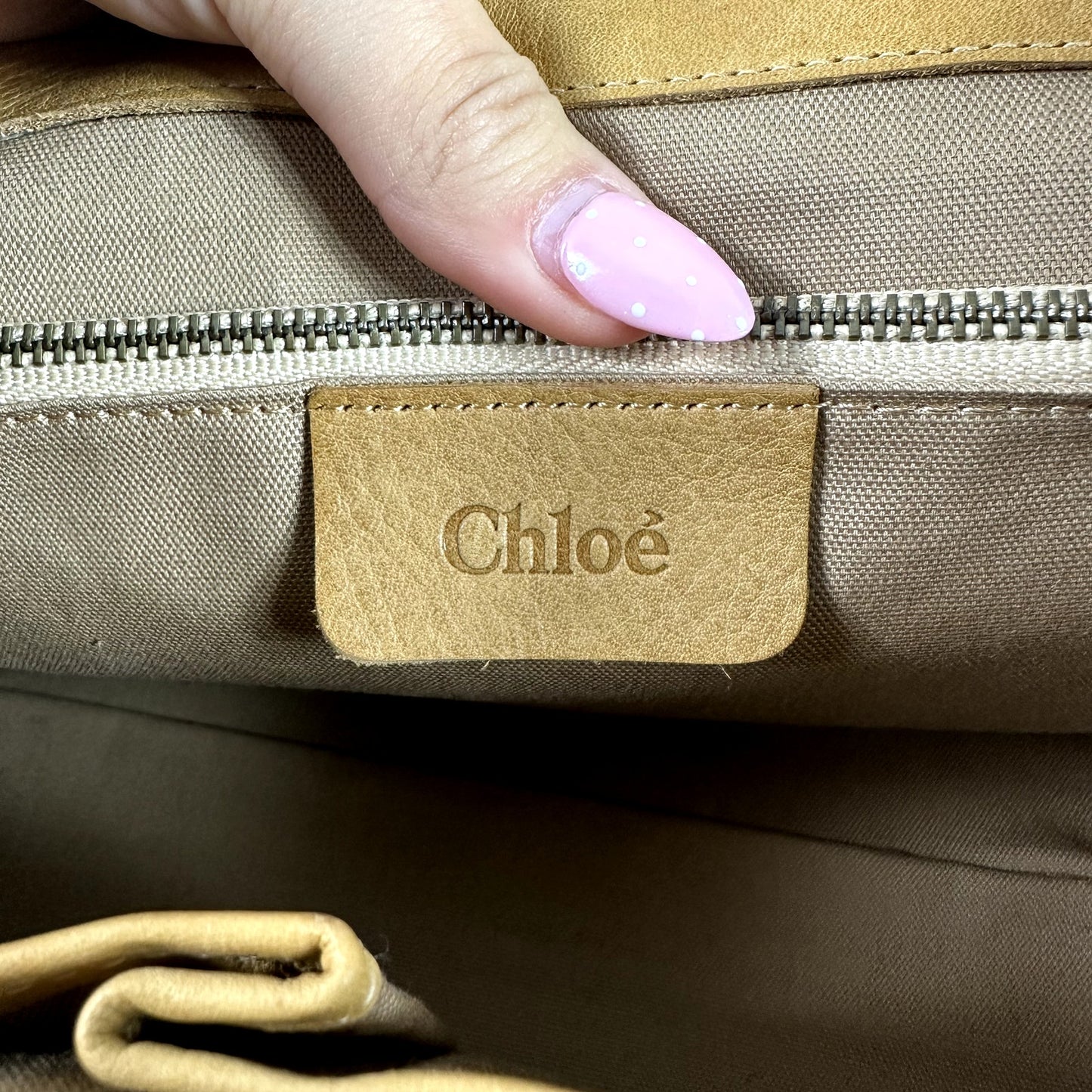 Chloe Ethel Braided Handle Shoulder Bag Purse Camel Tan Leather Vintage