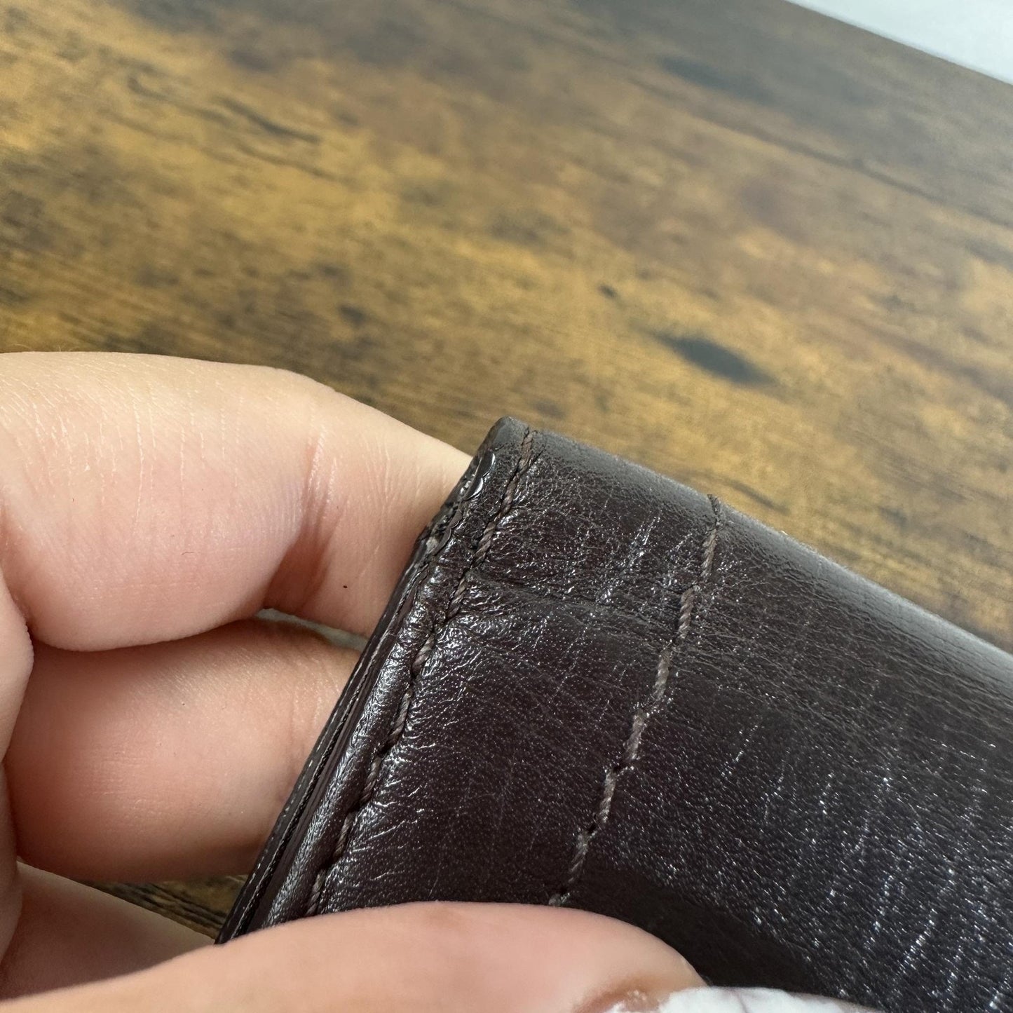 Louis Vuitton Wallet Mens One Size Brown Leather Slim Fold Card Holder France
