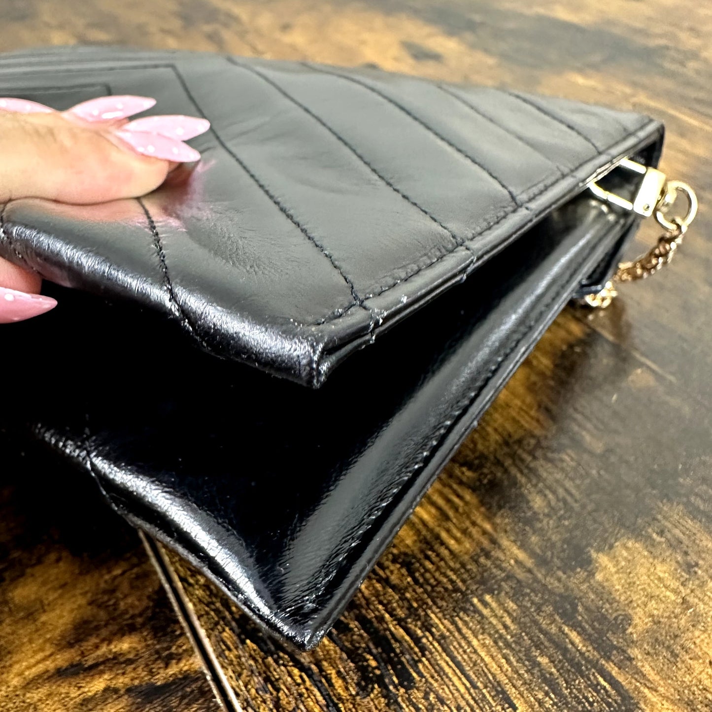 Yves Saint Laurent YSL Black Leather Clutch Bag Authentic Vintage