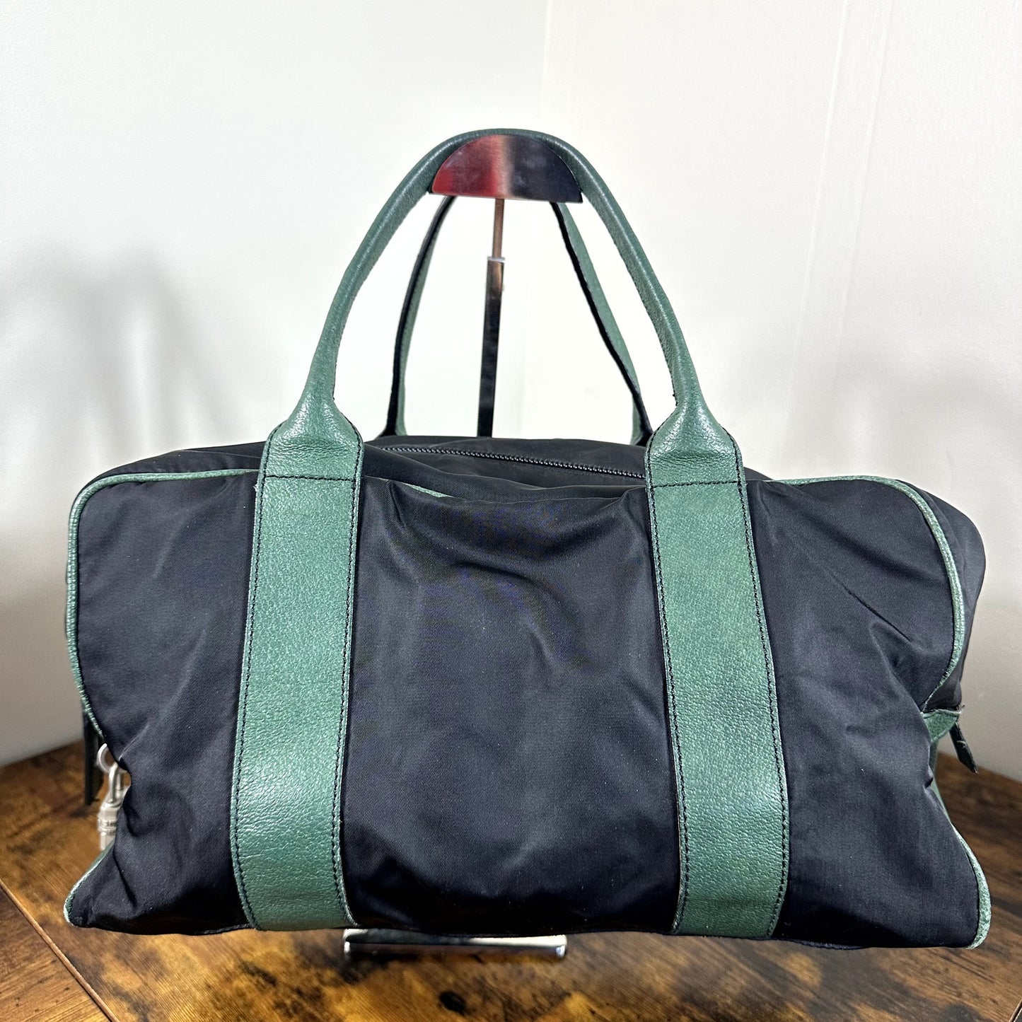 Prada Tessuto Nylon & Leather Travel Duffel Bag Overnight Weekend Authentic