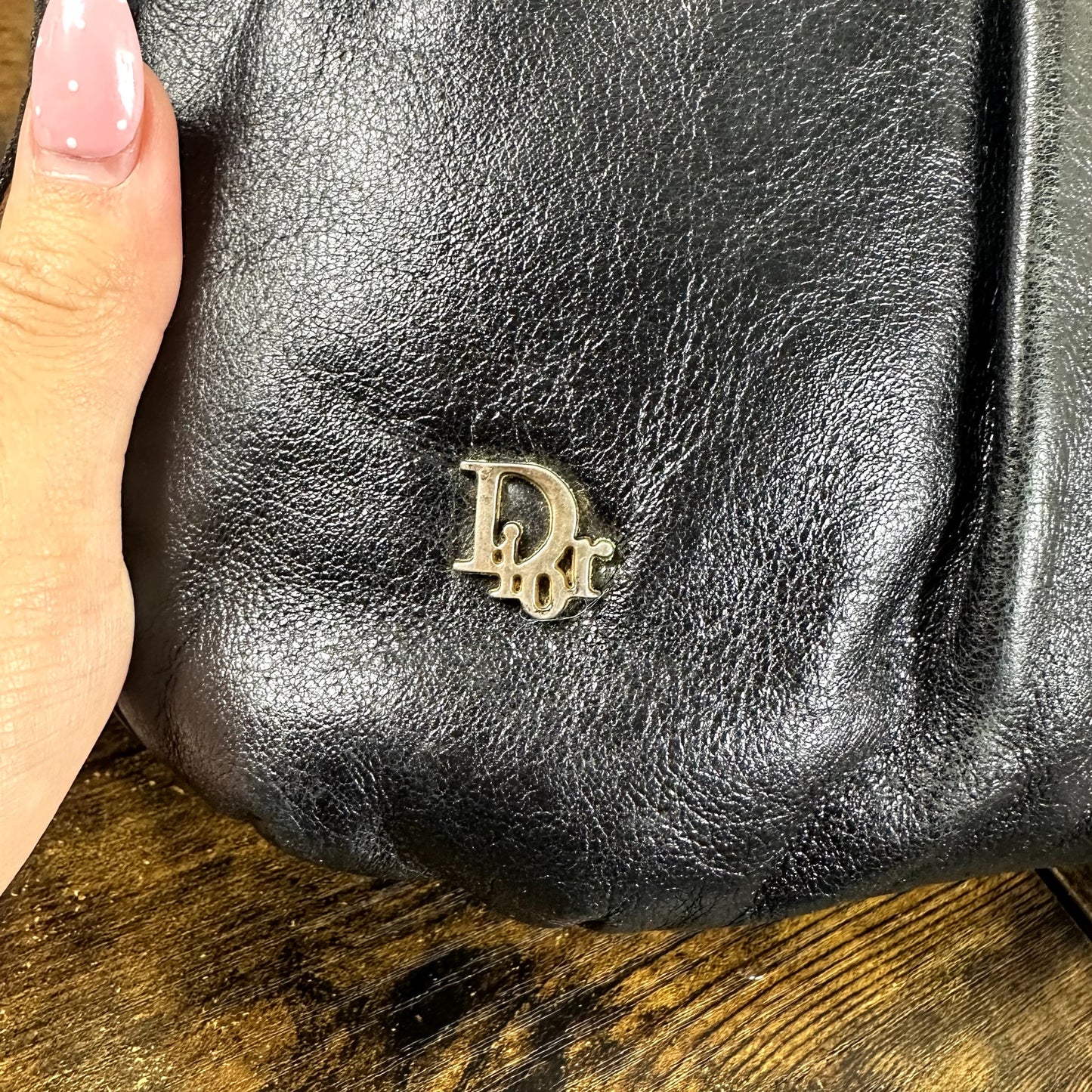 Christian Dior Vintage Black Leather Shoulder Bag