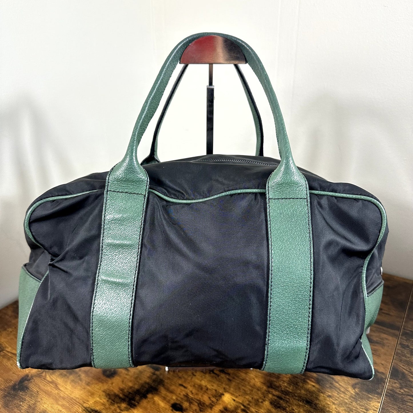 Prada Tessuto Nylon & Leather Travel Duffel Bag Overnight Weekend Authentic