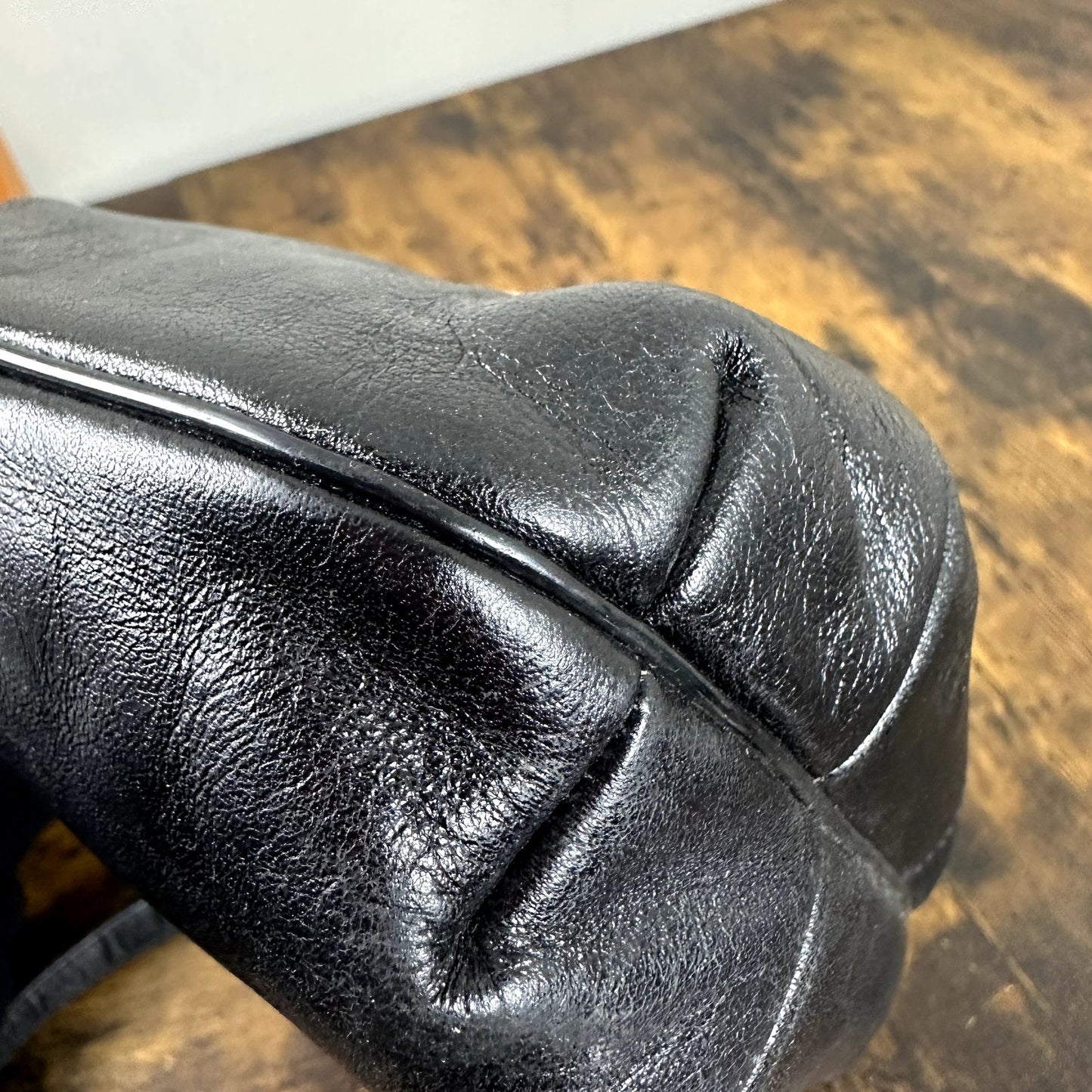 Christian Dior Vintage Black Leather Shoulder Bag