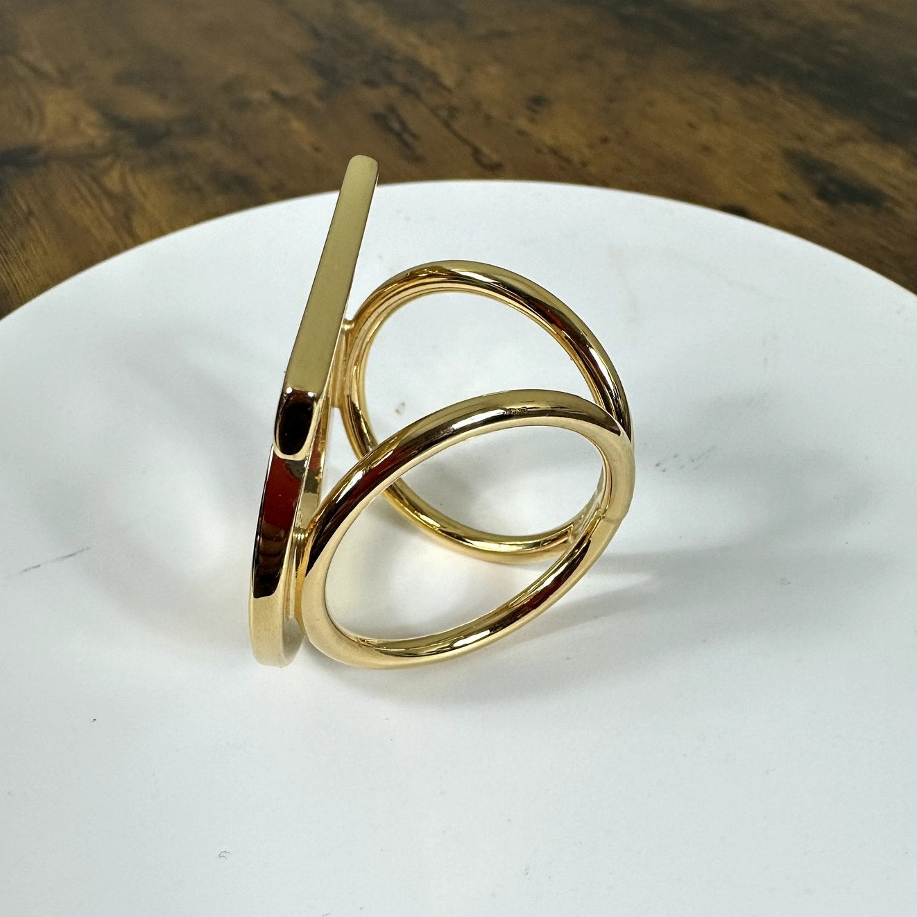 Salvatore Ferragamo Gancini Gold Tone Scarf Ring