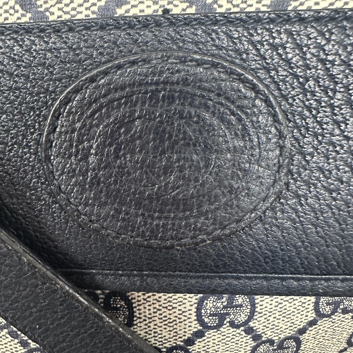Gucci GG Monogram Vintage Crossbody Bag Medium Beige Blue Canvas Italy