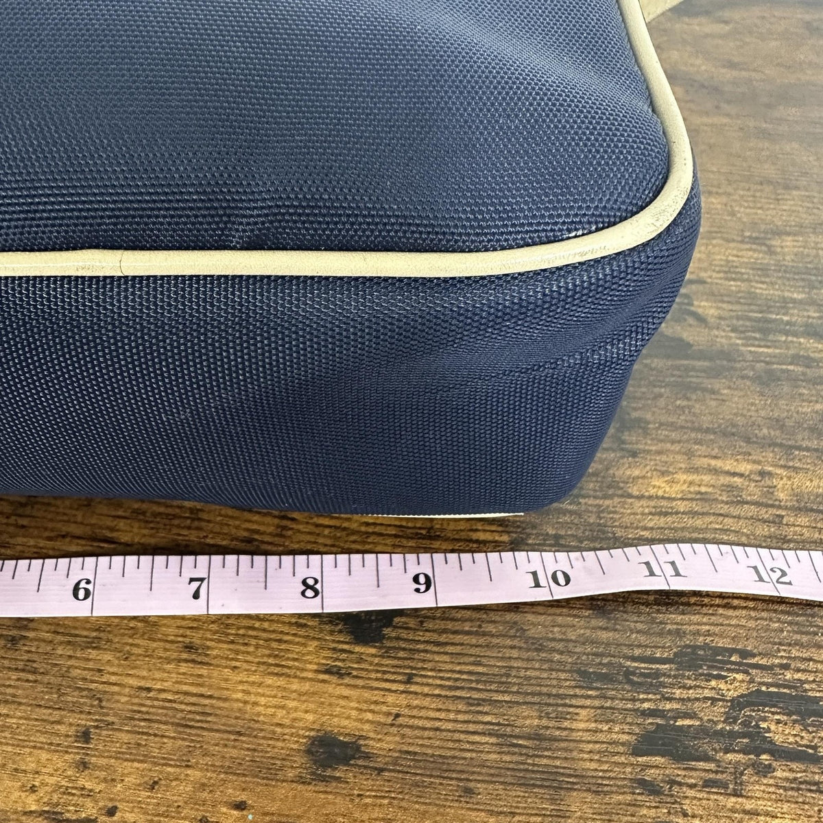 Celine Vintage Crossbody Bag Medium Navy Blue Canvas Leather Italy Classic