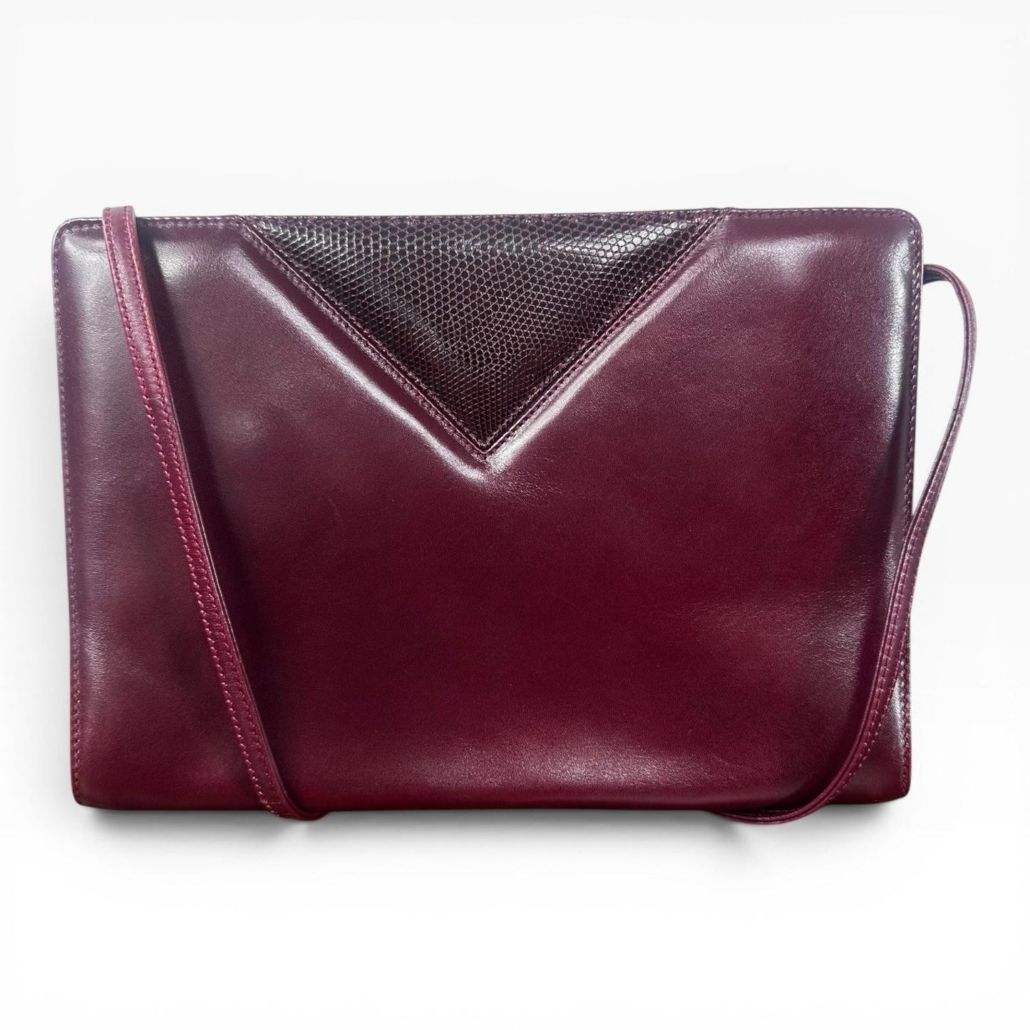Salvatore Ferragamo Vintage Crossbody Bag Small Bordeaux Leather Italy Authentic