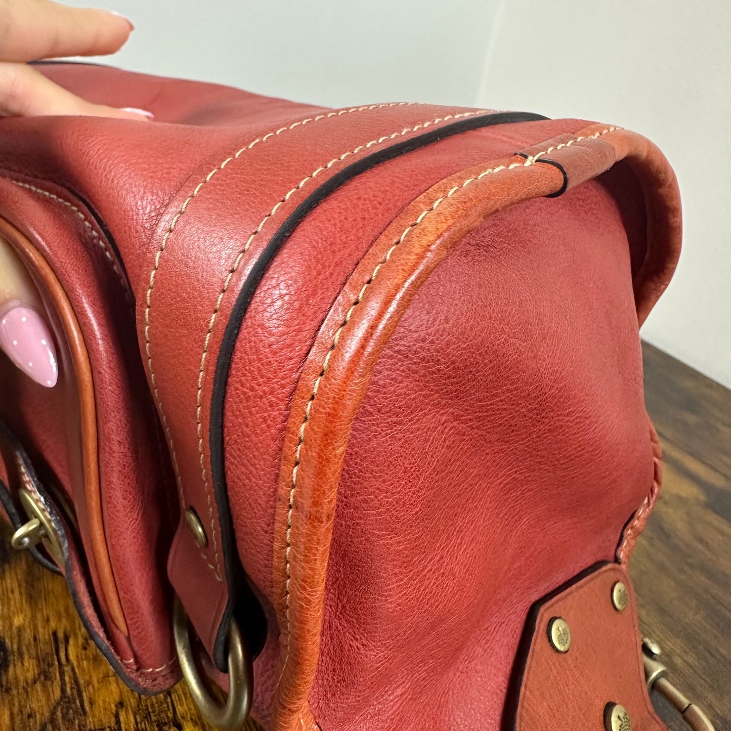 Mulberry Alana Satchel - Rare Red Leather & Orange Trim