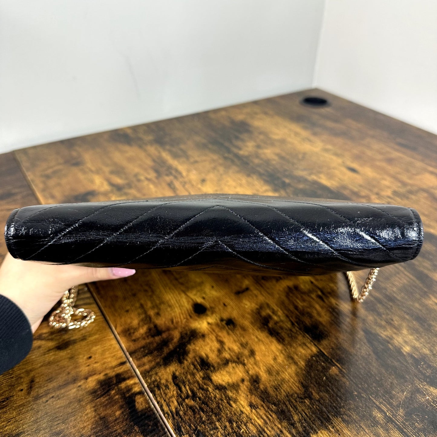 Yves Saint Laurent YSL Black Leather Clutch Bag Authentic Vintage