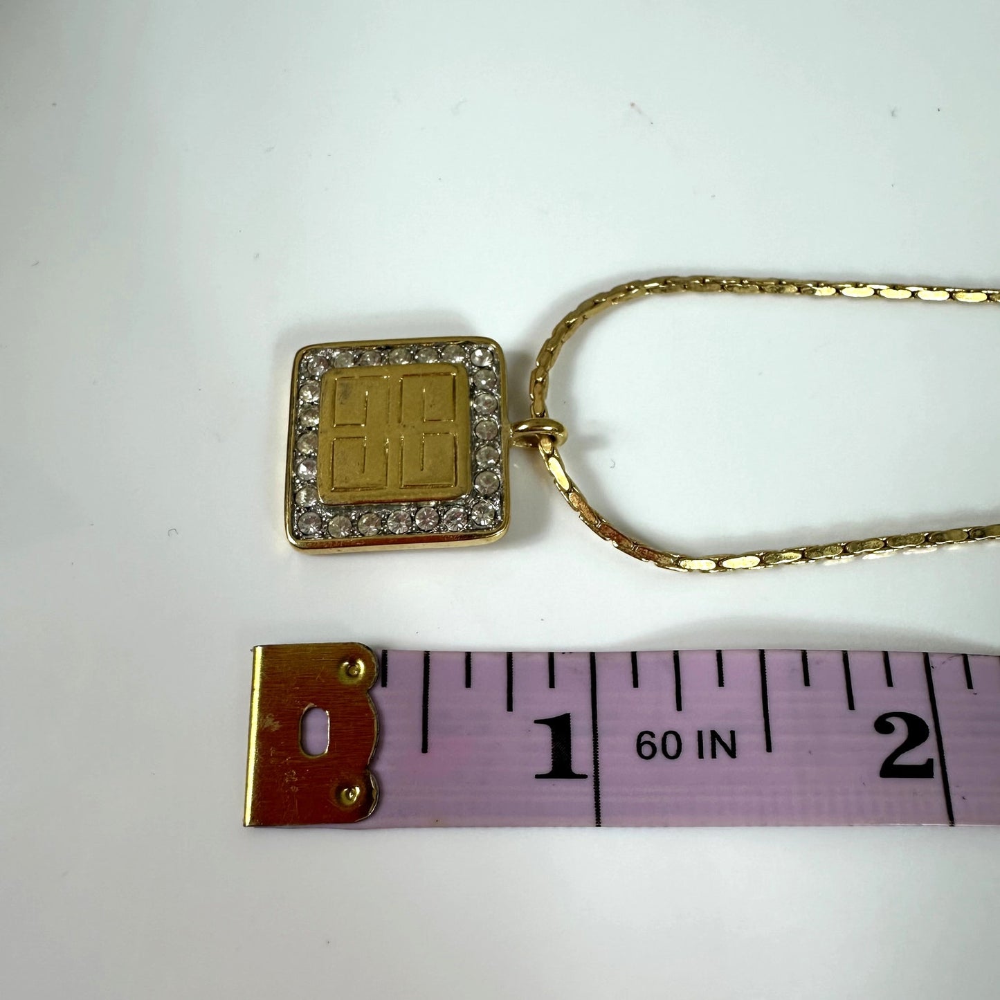 Vintage Givenchy 4G Logo Rhinestone Gold Tone Choker Necklace