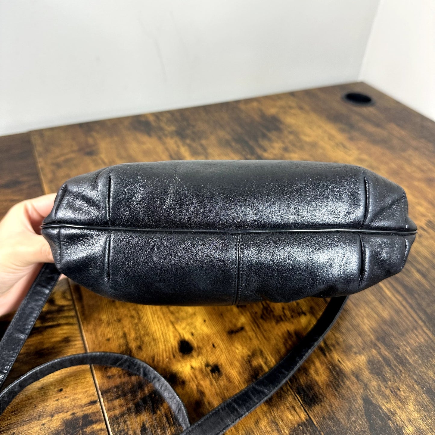Christian Dior Vintage Black Leather Shoulder Bag