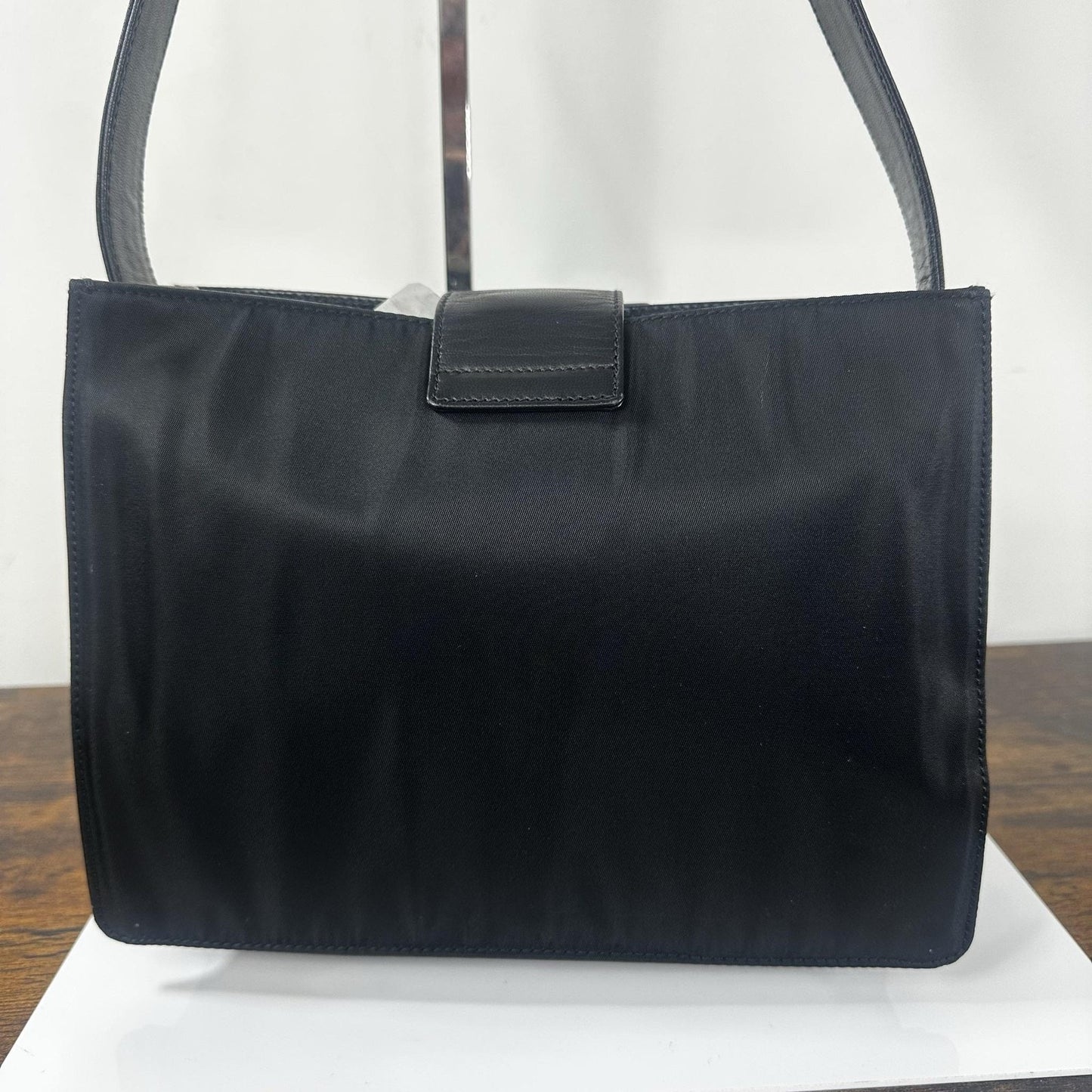 Prada Nappa Trend Nylon Leather Shoulder Bag Small Black Italy Vintage B7130