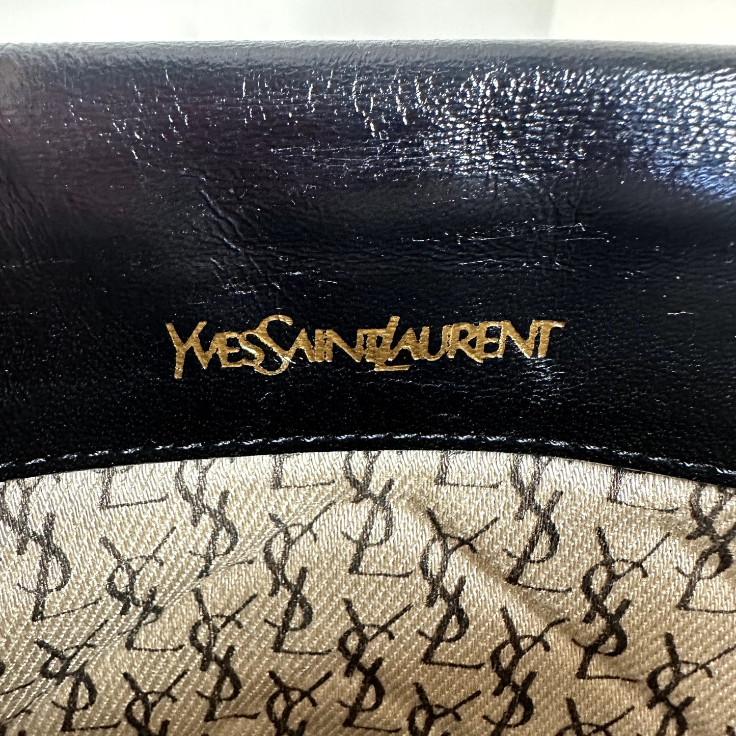 Yves Saint Laurent YSL Black Leather Clutch Bag Authentic Vintage
