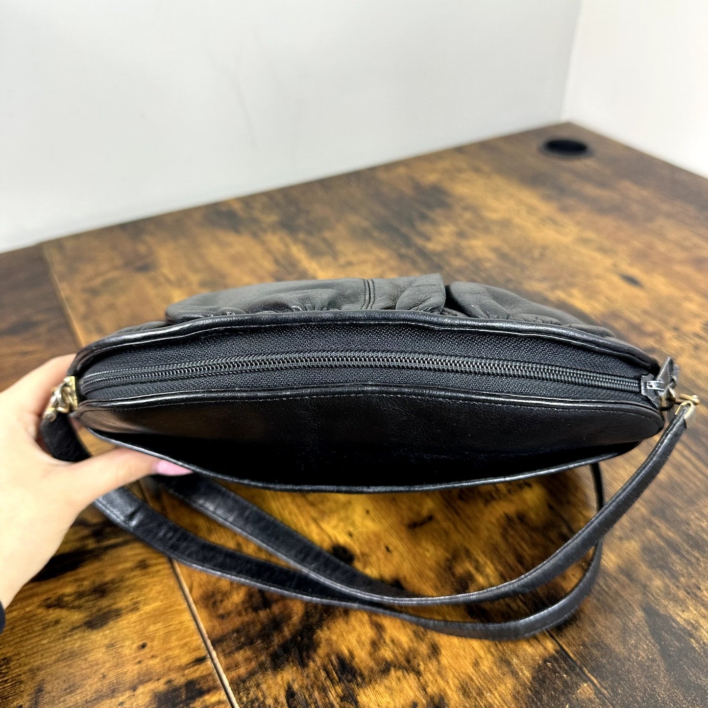 Christian Dior Vintage Black Leather Shoulder Bag