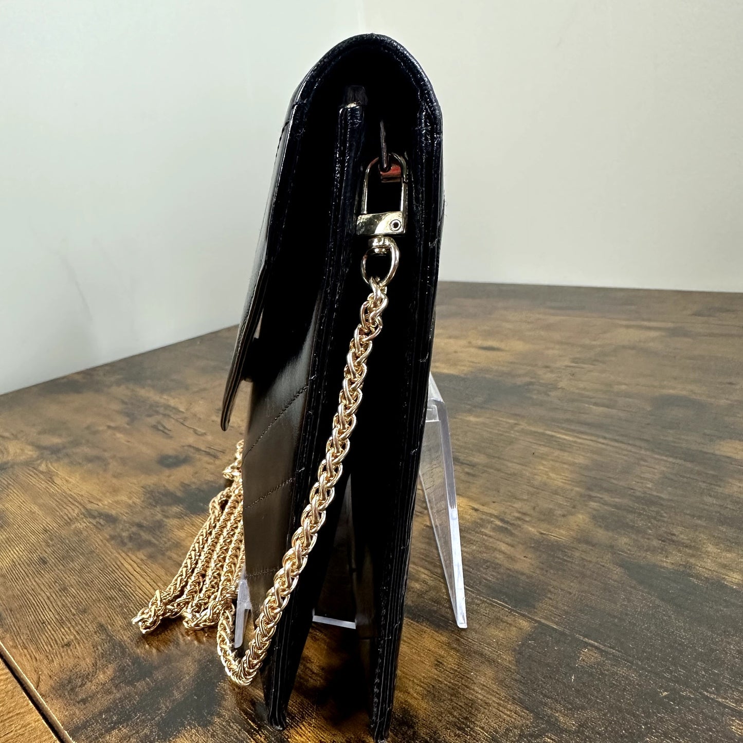 Yves Saint Laurent YSL Black Leather Clutch Bag Authentic Vintage