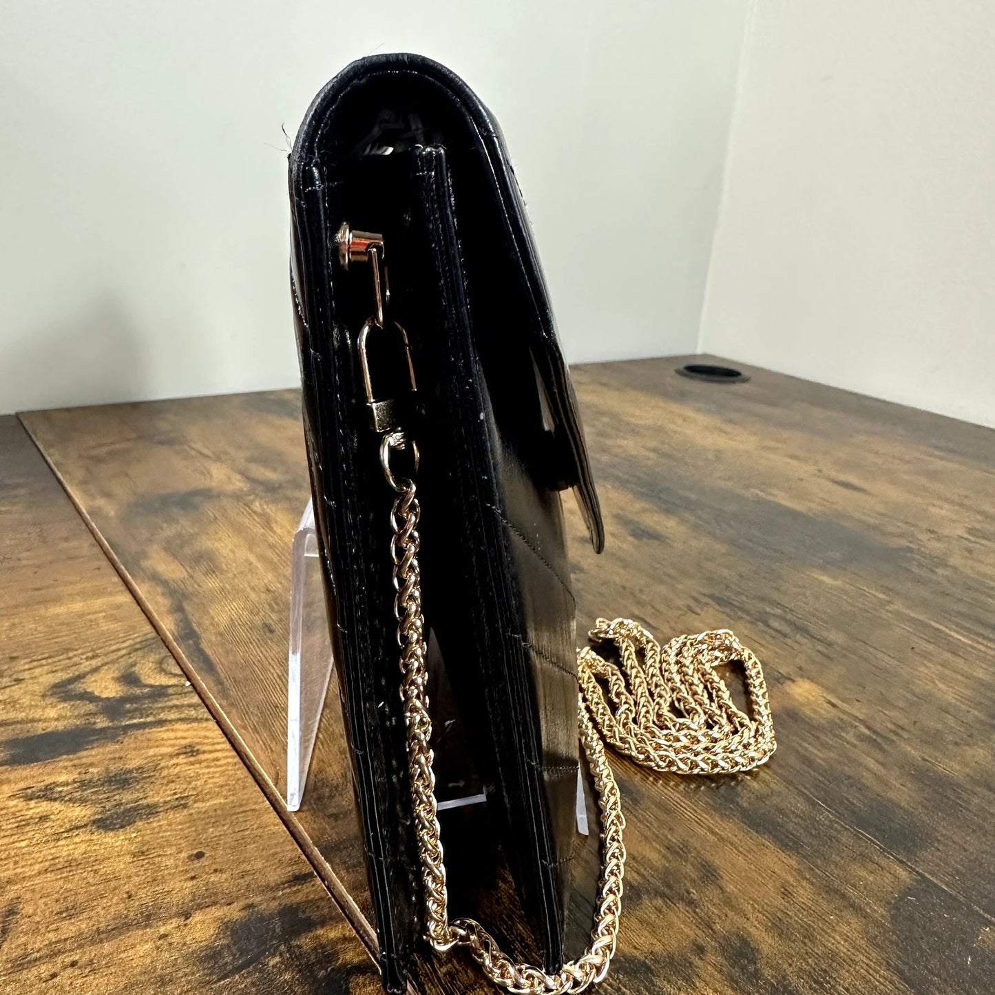 Yves Saint Laurent YSL Black Leather Clutch Bag Authentic Vintage