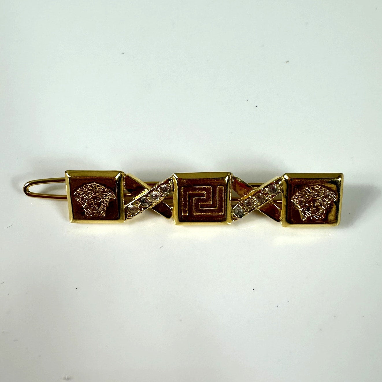 Rare Gianni Versace Medusa Rhinestone Hair Barrette Pin