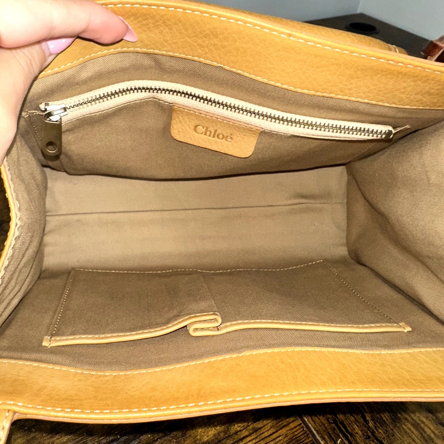 Chloe Ethel Braided Handle Shoulder Bag Purse Camel Tan Leather Vintage