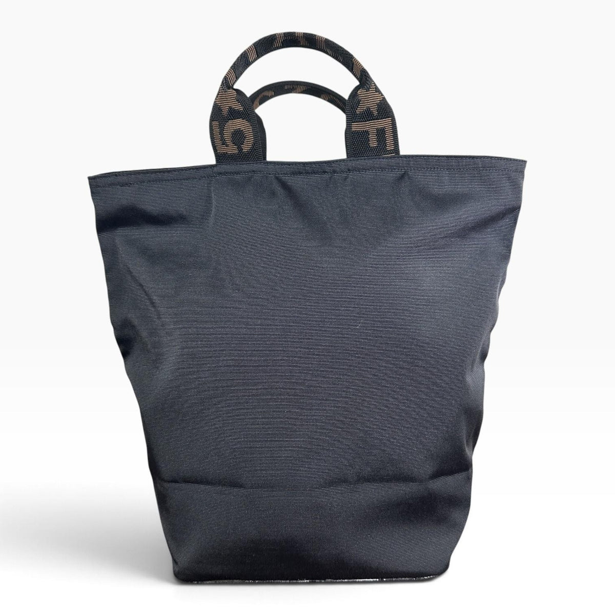 Fendi Roma Shopper Tote Bag Medium Black Nylon Logo Handles Italy Designer