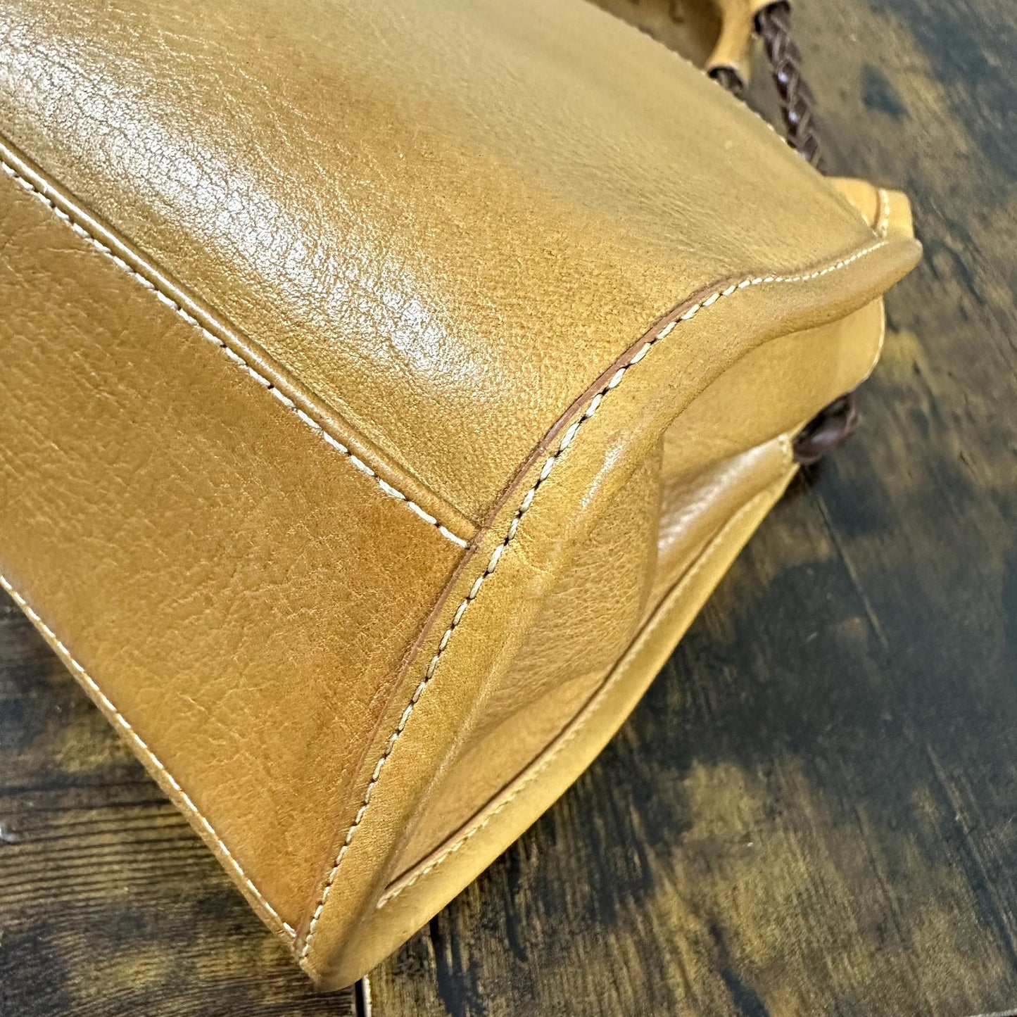 Chloe Ethel Braided Handle Shoulder Bag Purse Camel Tan Leather Vintage