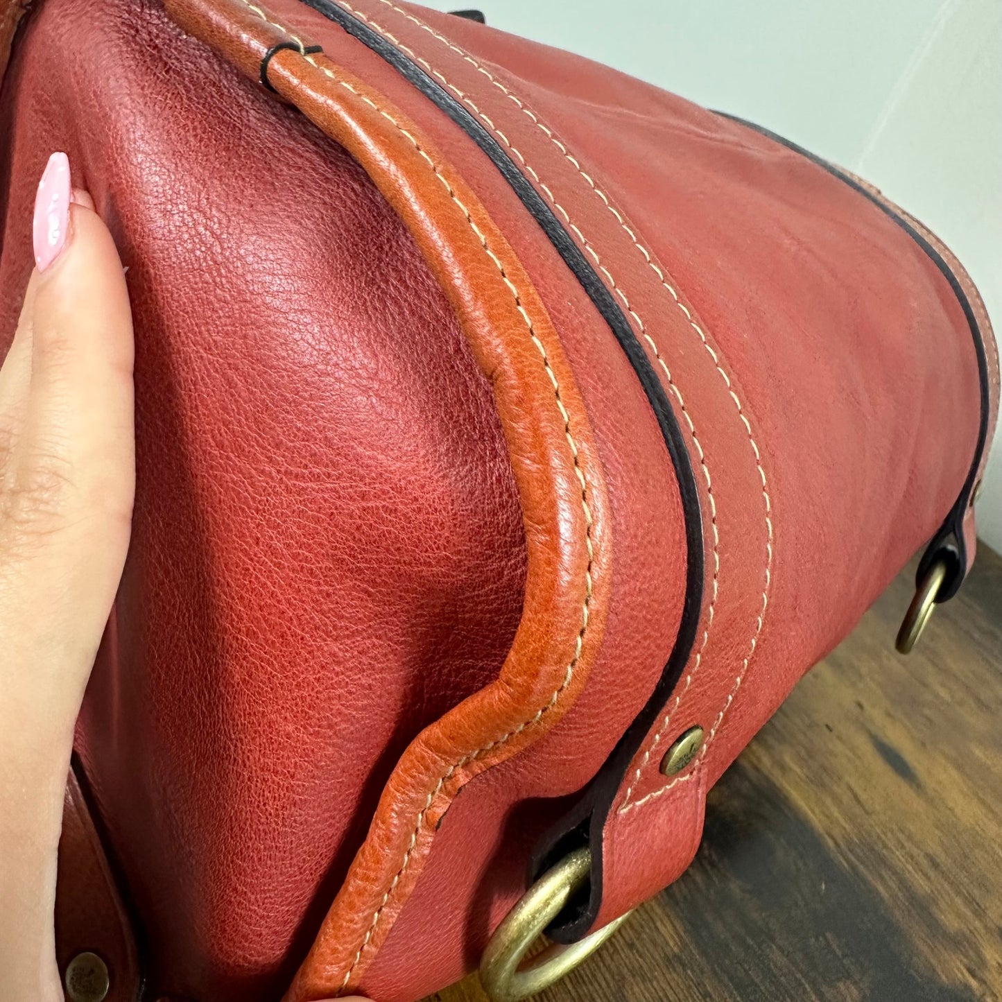 Mulberry Alana Satchel - Rare Red Leather & Orange Trim