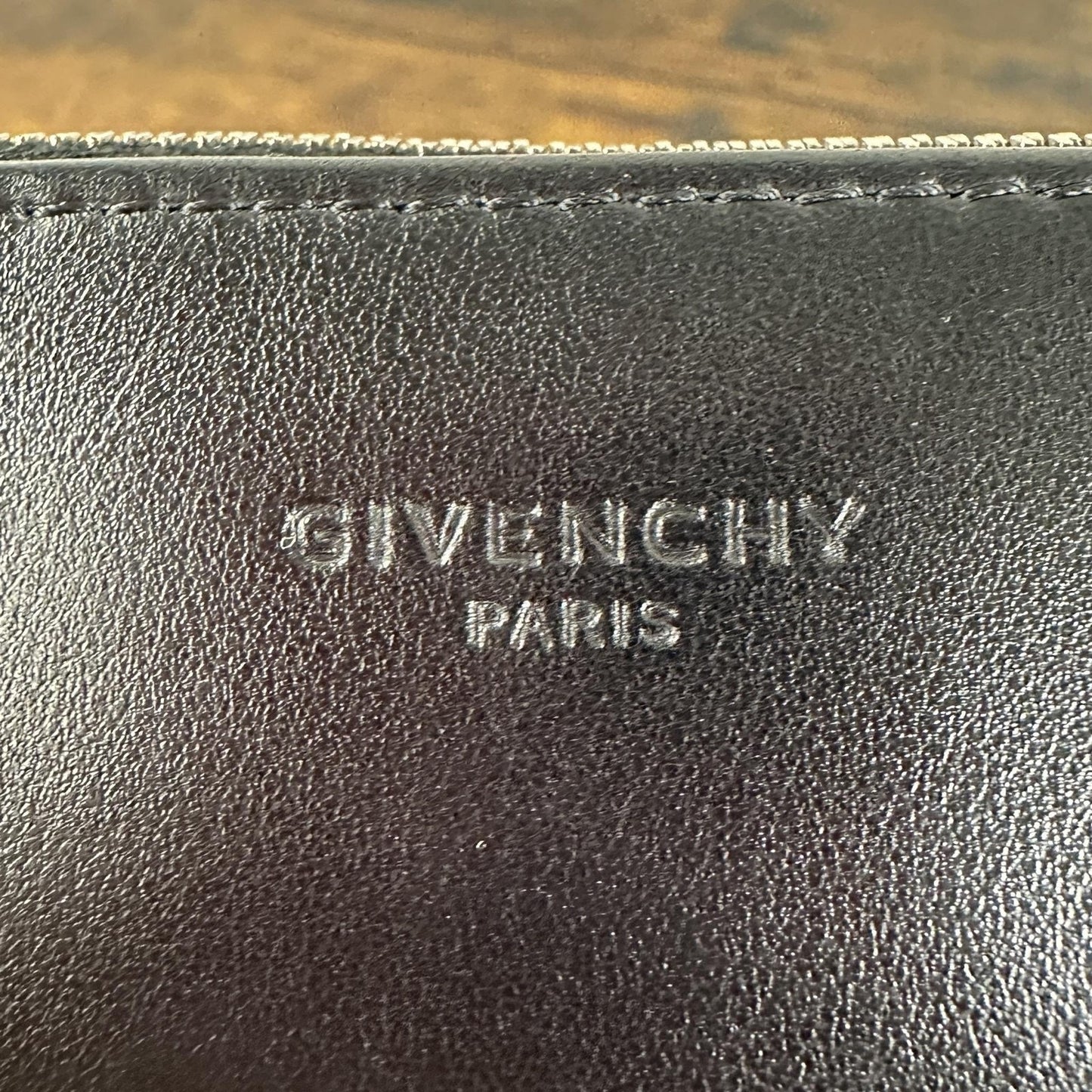 Givenchy Bambi Clutch Bag Womens Large Black Leather Romania Zip Pouch Graphic